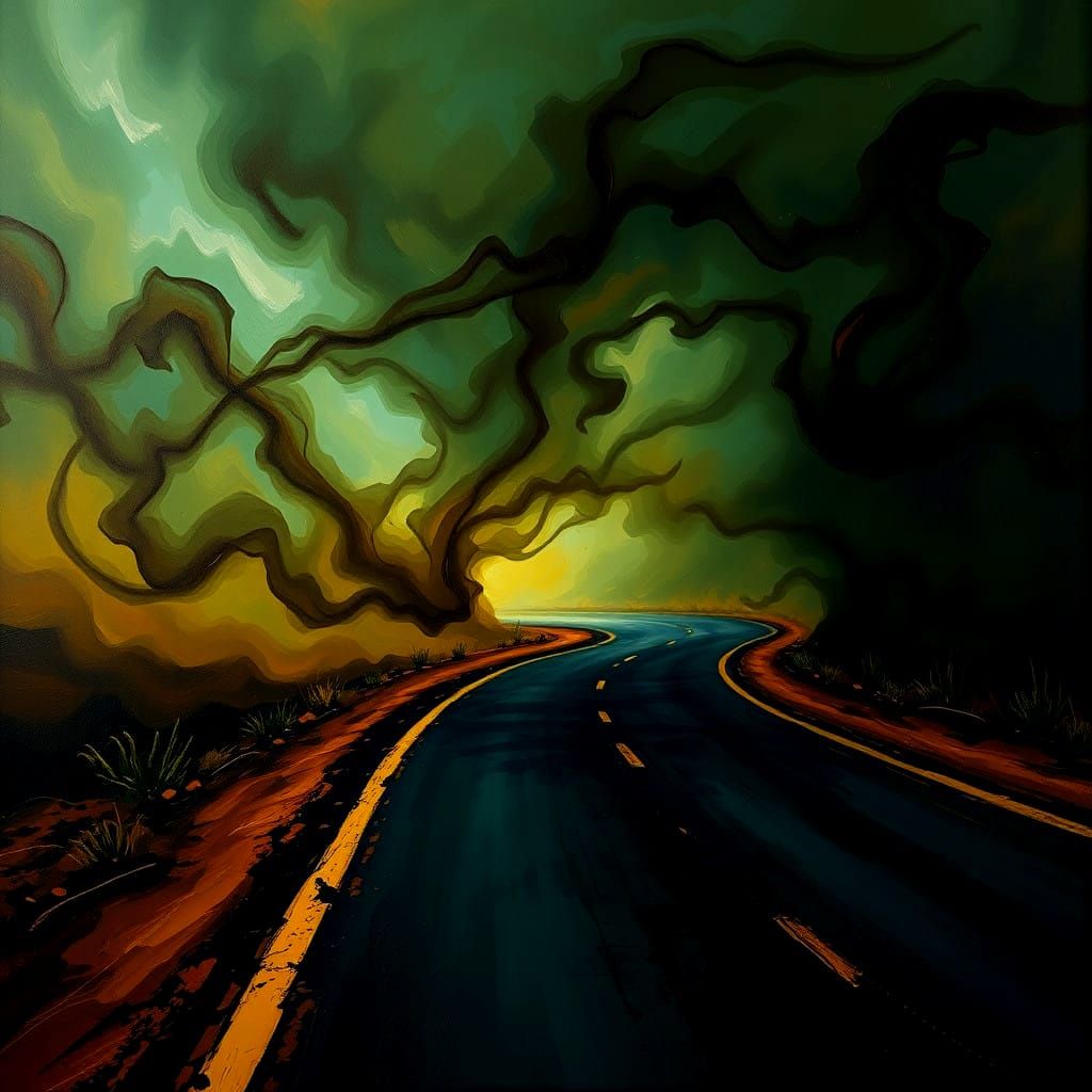 Vibrant Neo-Impressionist Road Scene