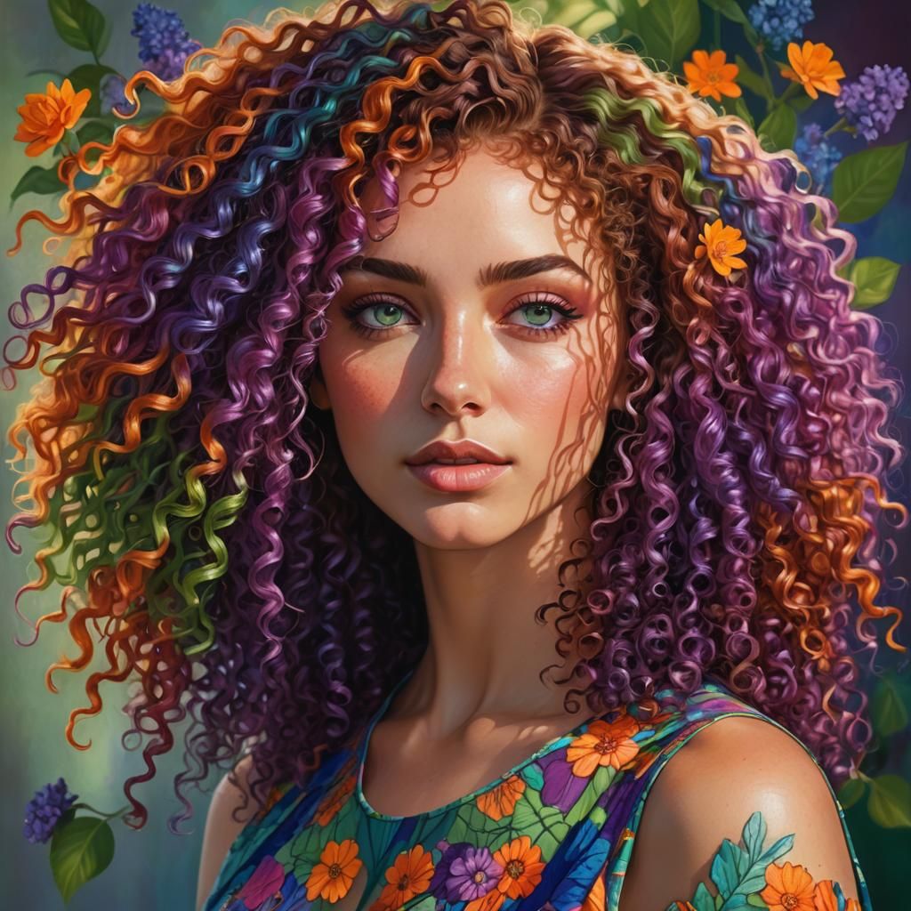 Colorful Portrait of a Woman in Digital Painting Style