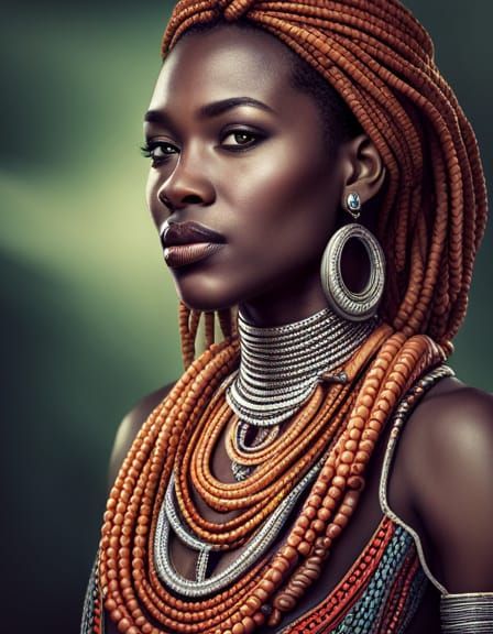 Beautiful African Woman Portrait in HDR