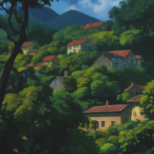 Post-Impressionist Tree Dominates Tiny Village