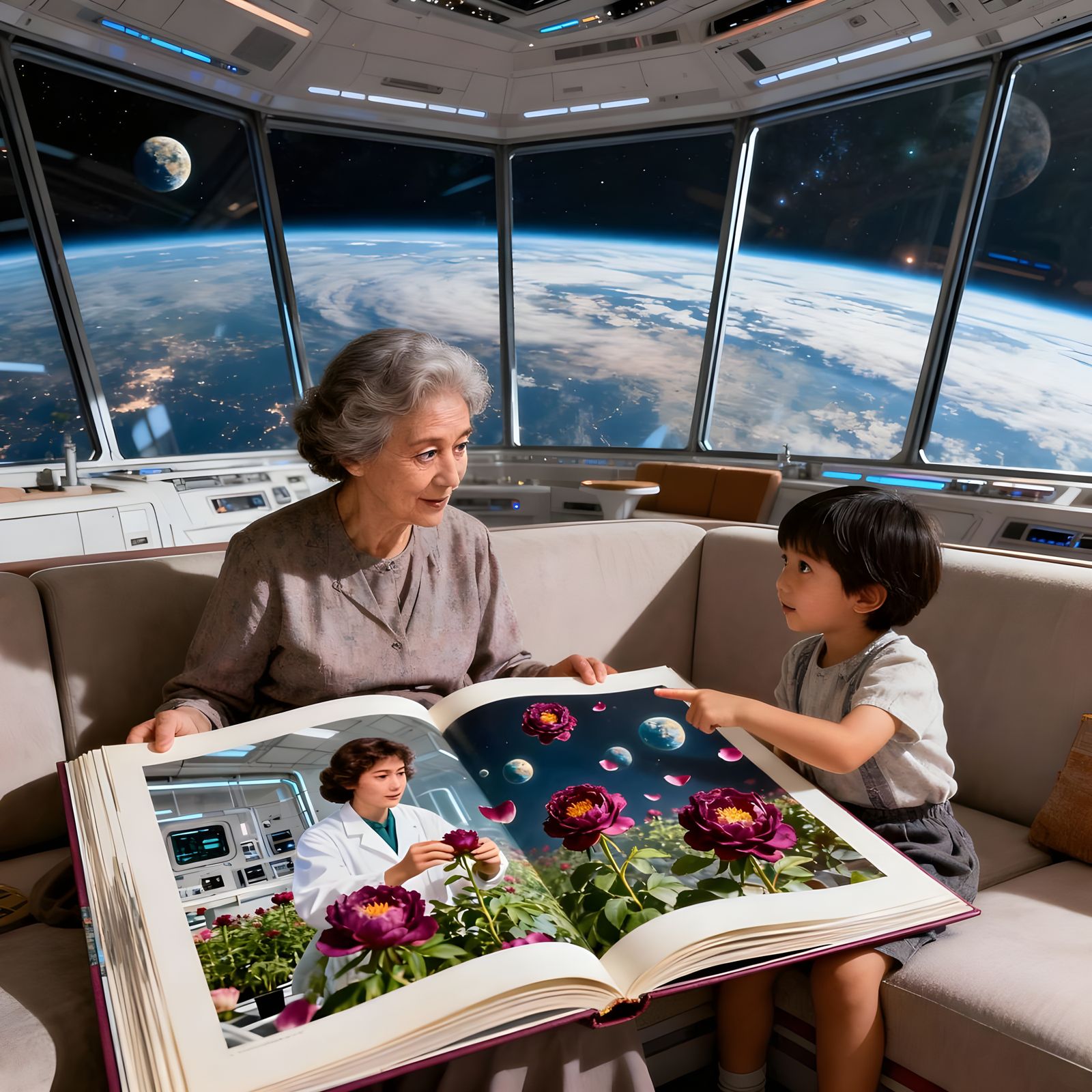 Grandmother and Child Share Future Memories of Space