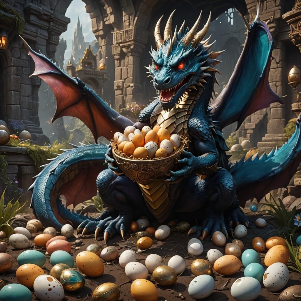 Dragon Guarding Eggs: Fantasy Concept Art