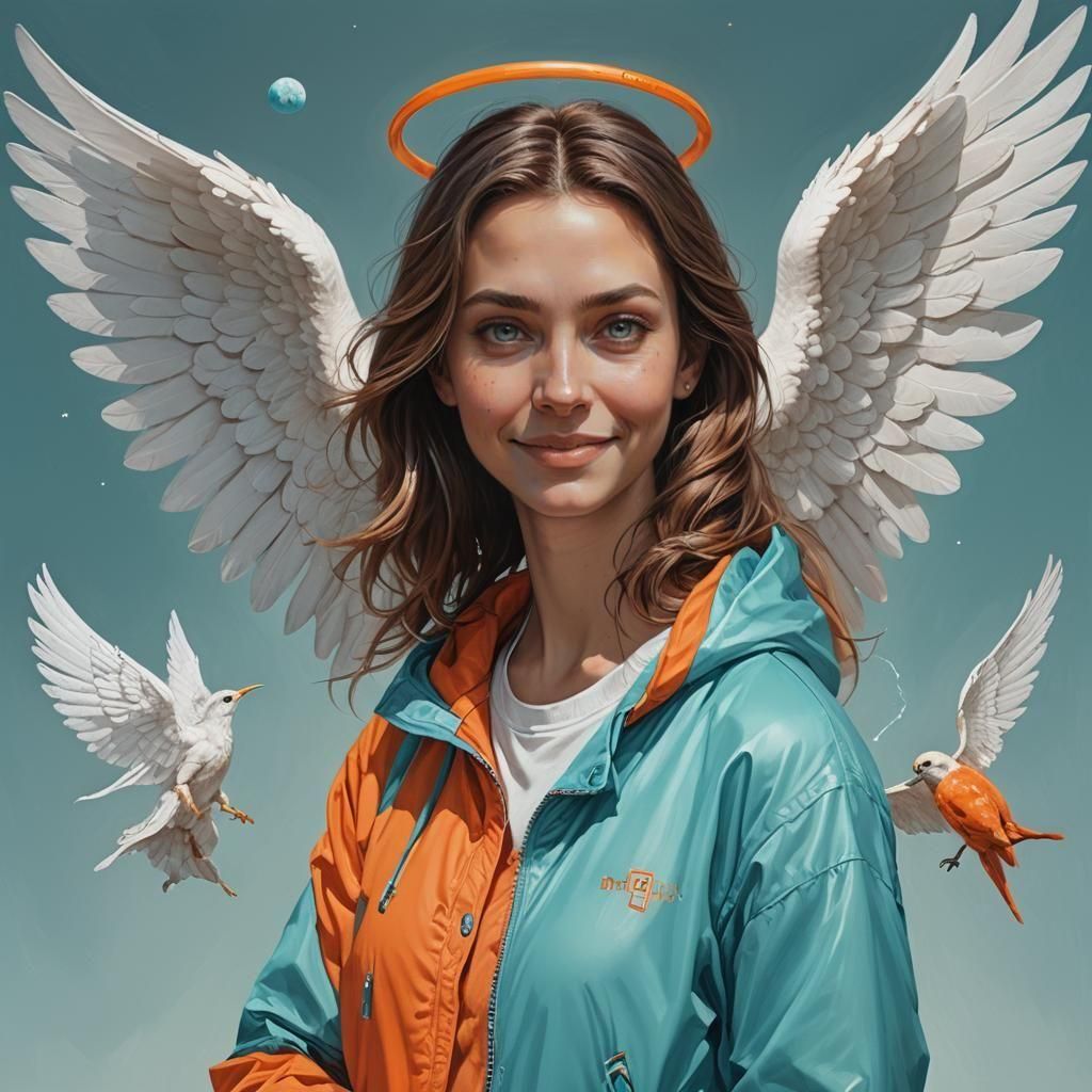 Guardian Angel Chavakhiah with Cyan and Orange Outfit