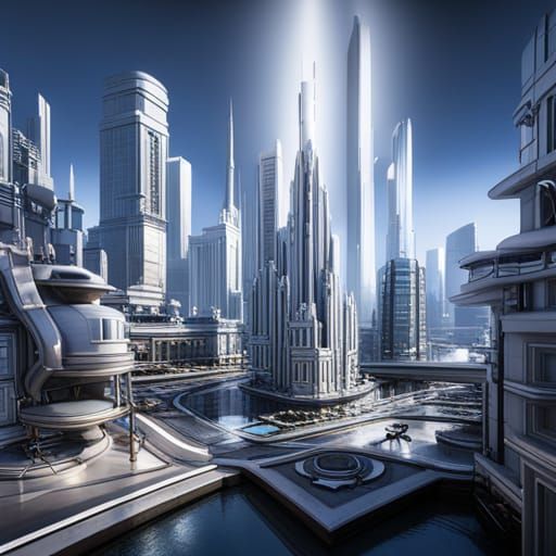 Futuristic Cityscape in Detailed Matte Painting