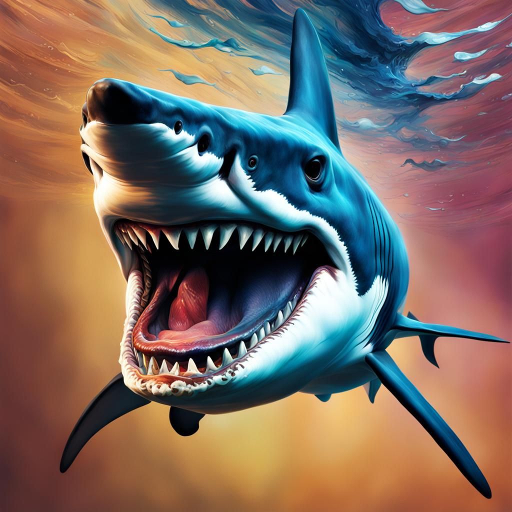 Hyperrealistic Shark Splash Art: Jaws Concept