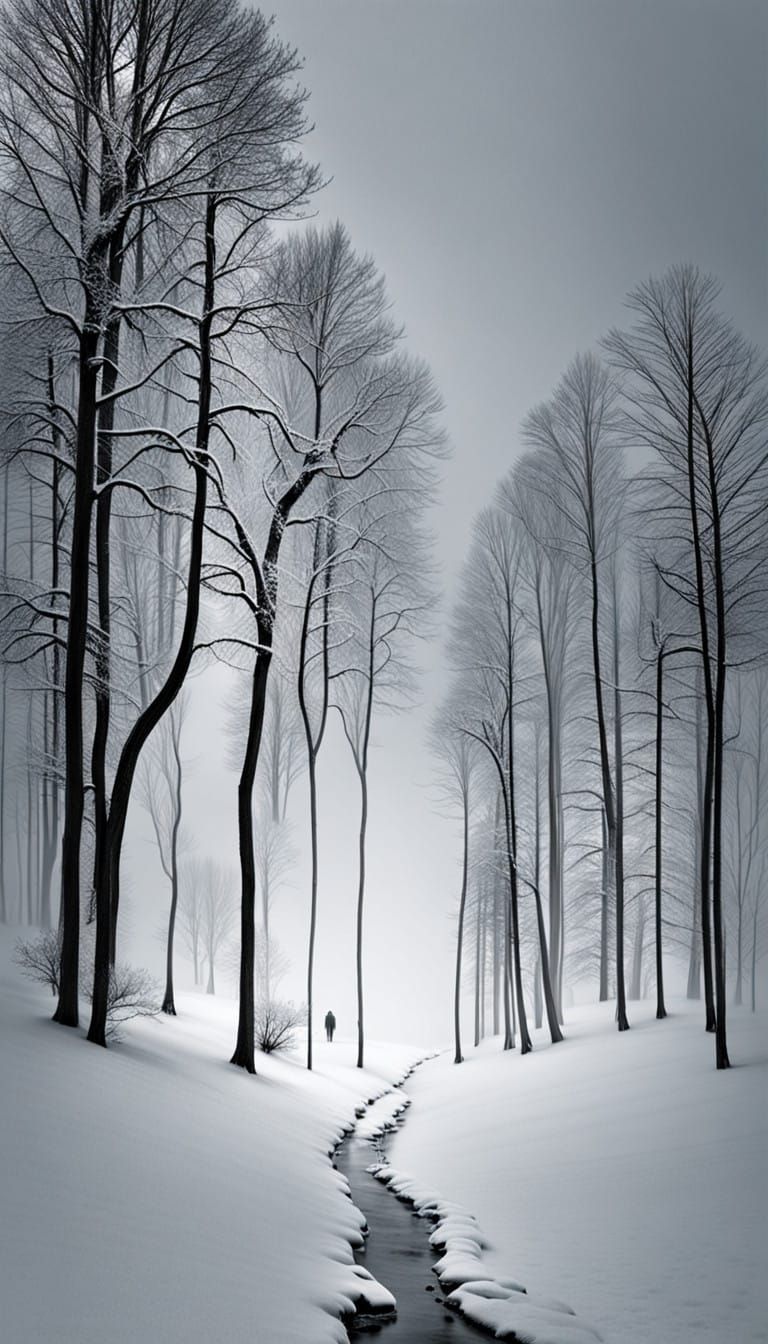 Winter Forest Path in Ethereal Light