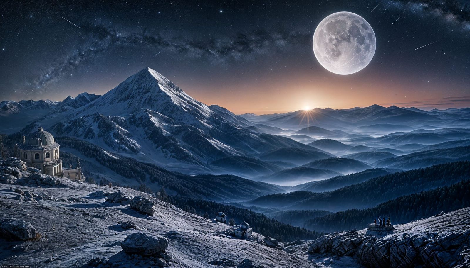 Mountain Observatory Under Starry Night Sky