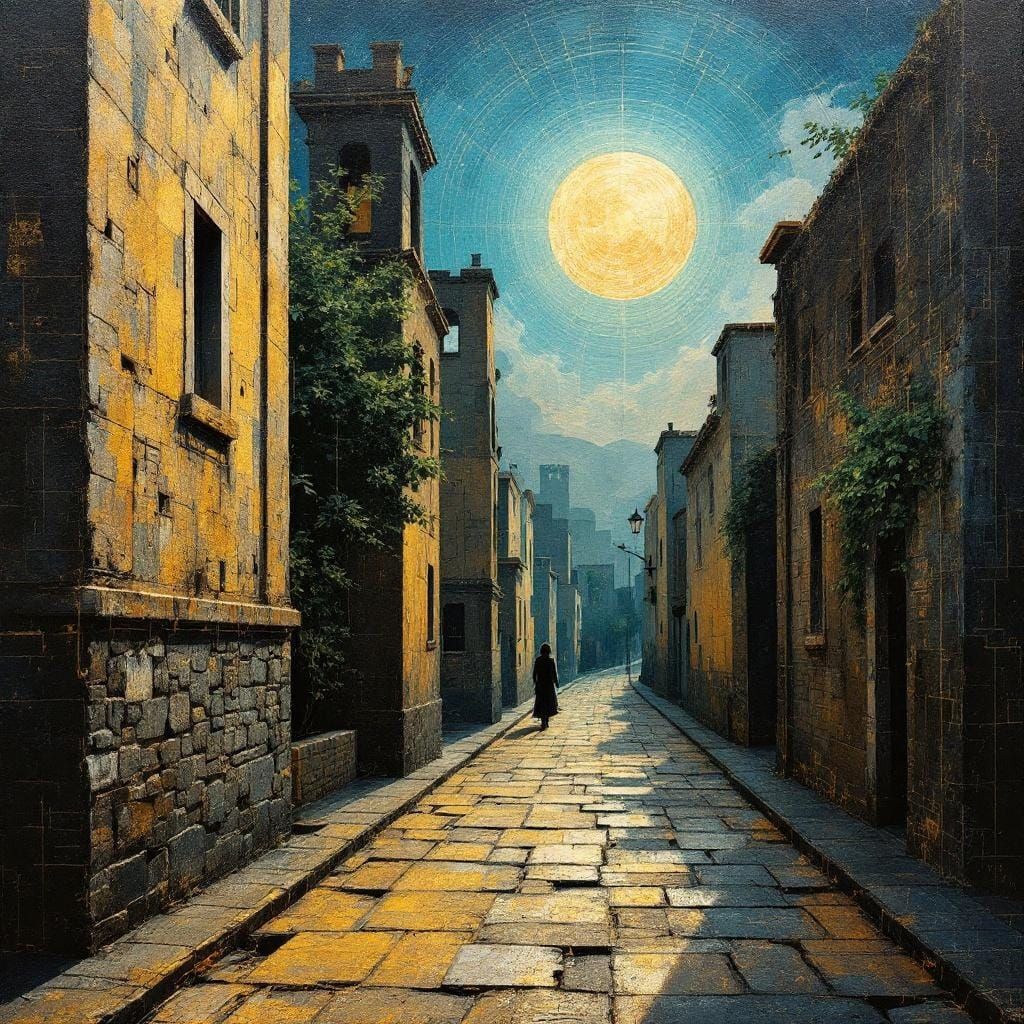 Distressed Collage Manuscript with Geometric Etchings