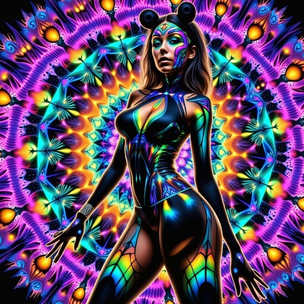 Psychedelic Spidergirl in Vibrant Hues