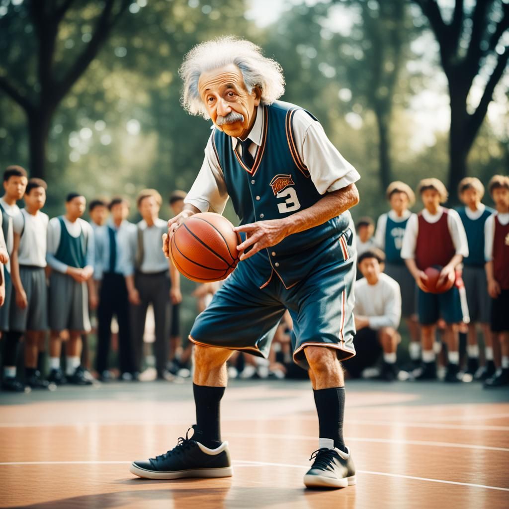 Einstein Plays Basketball: Vintage Realistic Lomography Phot...