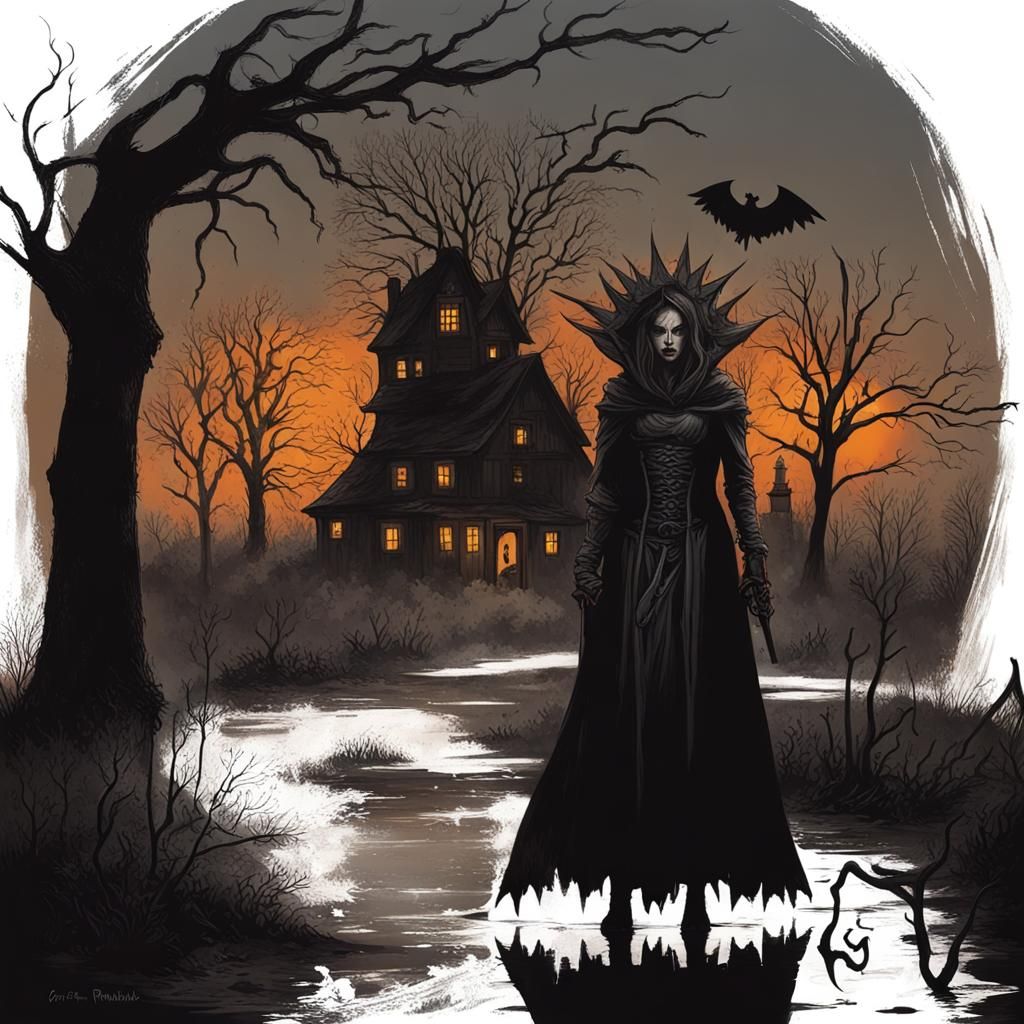 Sinister Samhain Beauty in Fantasy Art Style