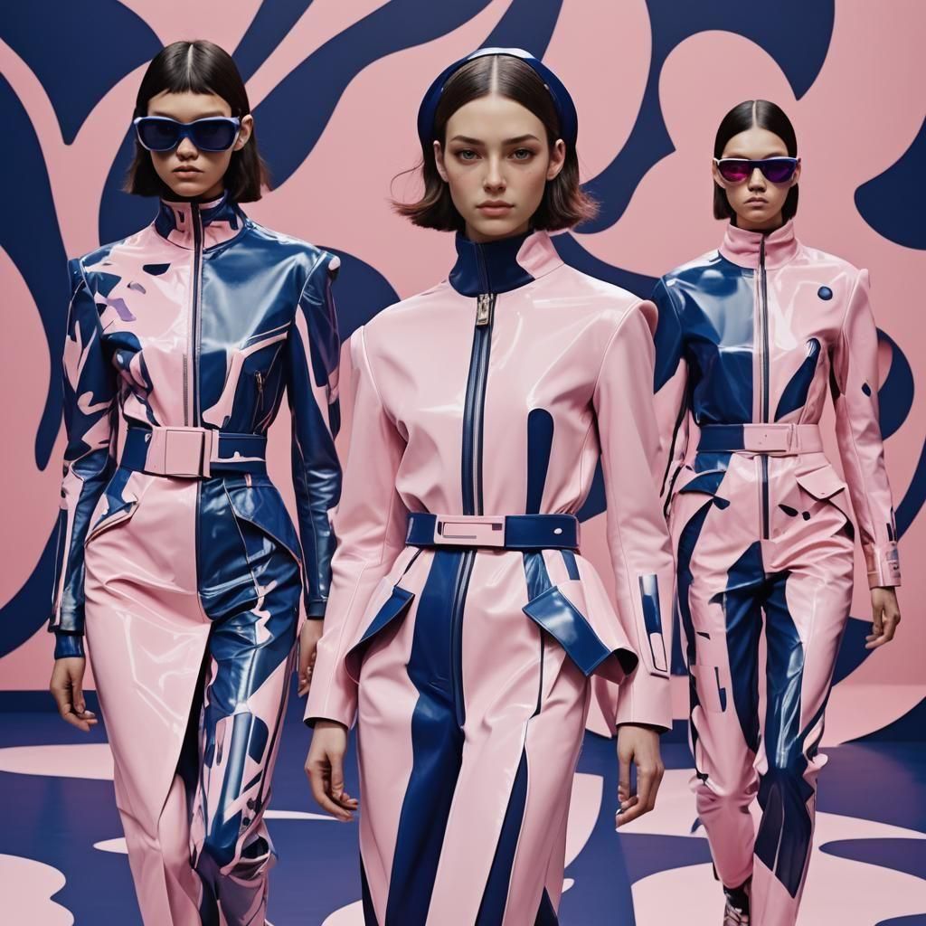 Avant-Garde Surrealist Pop Fashion in Indigo and Pink