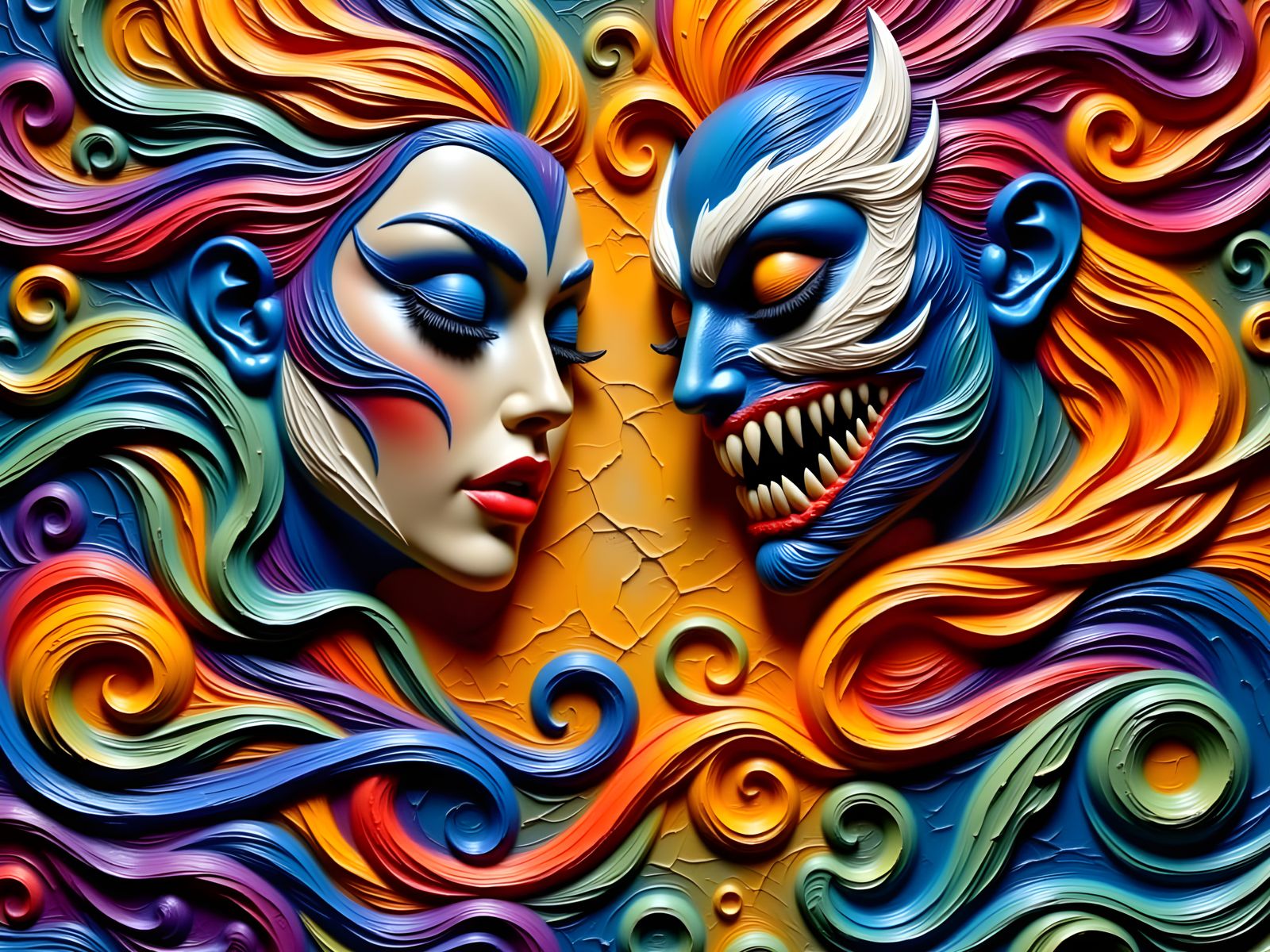 Sensual Dance with the Devil in Baroque-Inspired Impasto