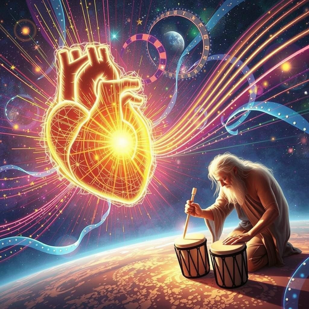 The Cosmic Heartbeat Illuminated in Golden Light