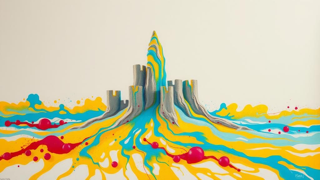 Melting Sandcastle Dreamscape in Expressionist Oil