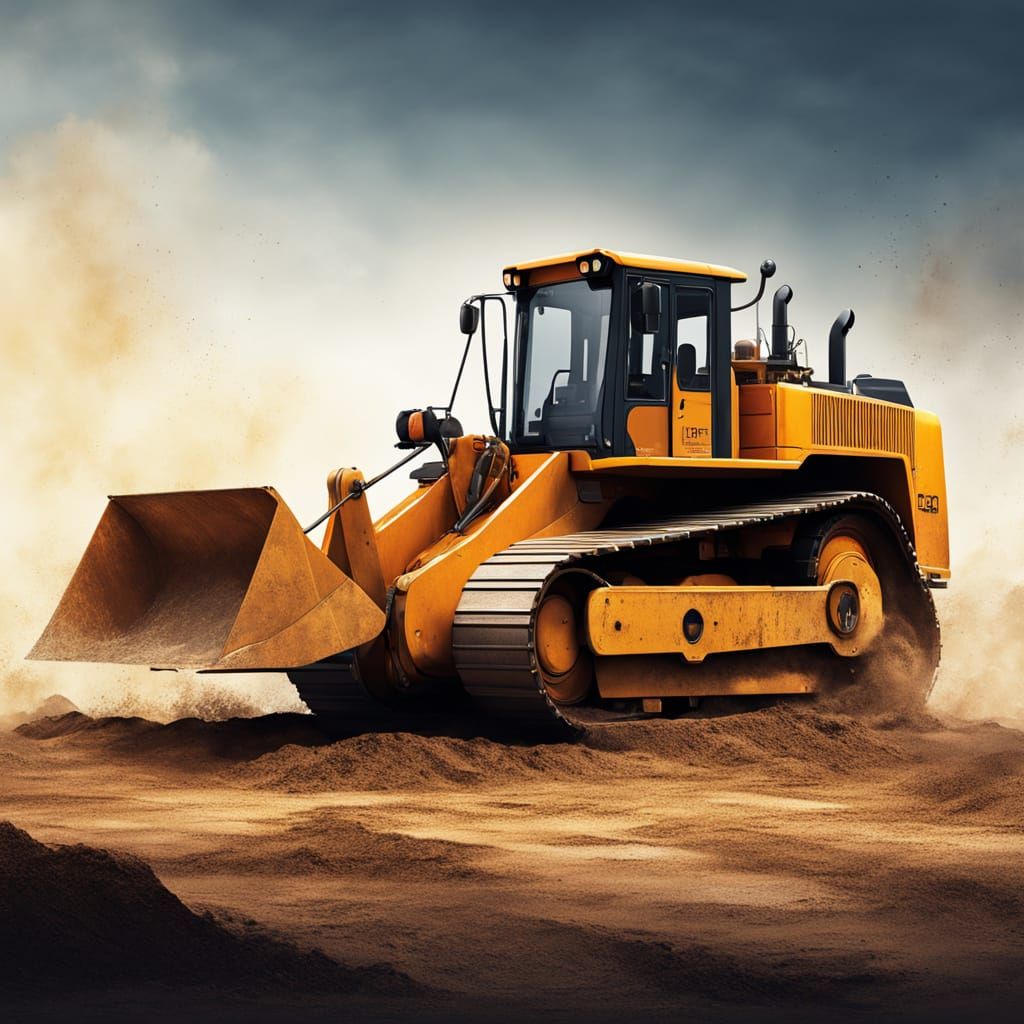 Heavy Construction Equipment in Realistic Illustration Style