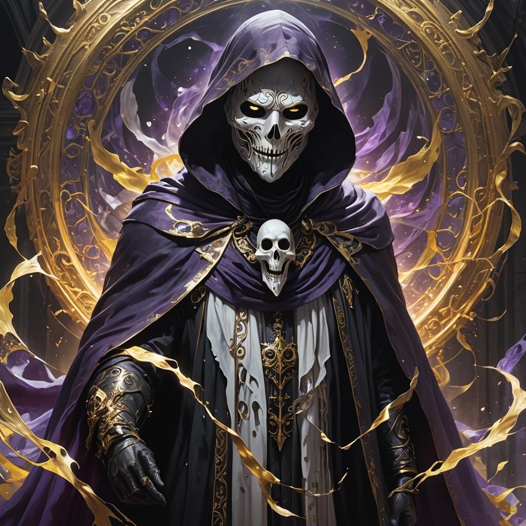 Ghostly Figure Conjuring Magic in Dark Fantasy Art