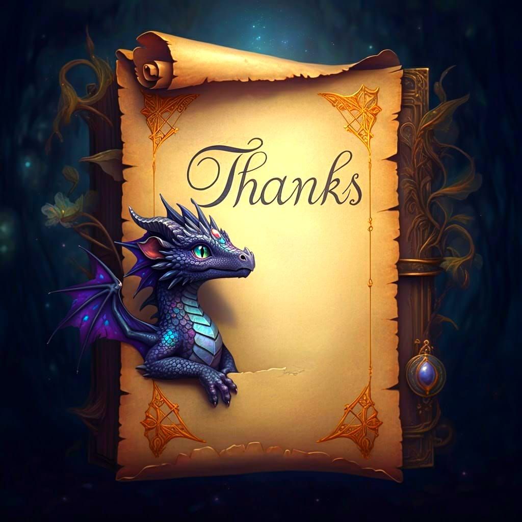 Whimsical Dark Purple Dragon on Parchment