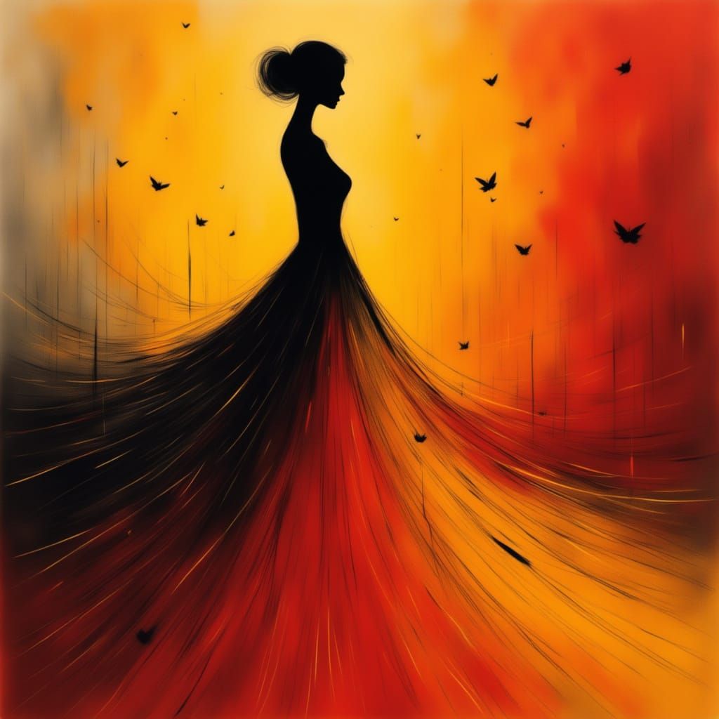 Ethereal Inferno Lady Gradient in Evening Dress