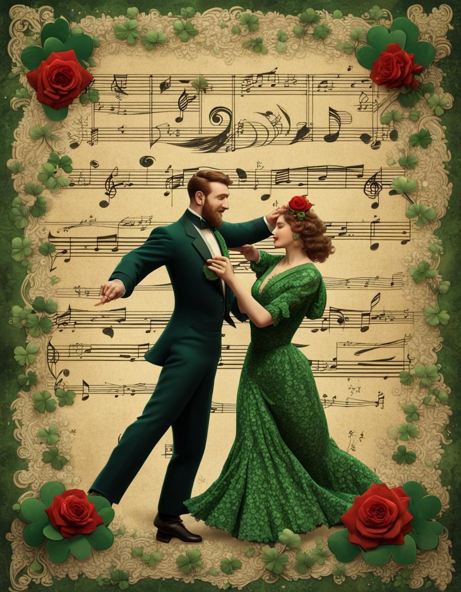 Vintage Irish Couple Dancing Fantasy Concept Art
