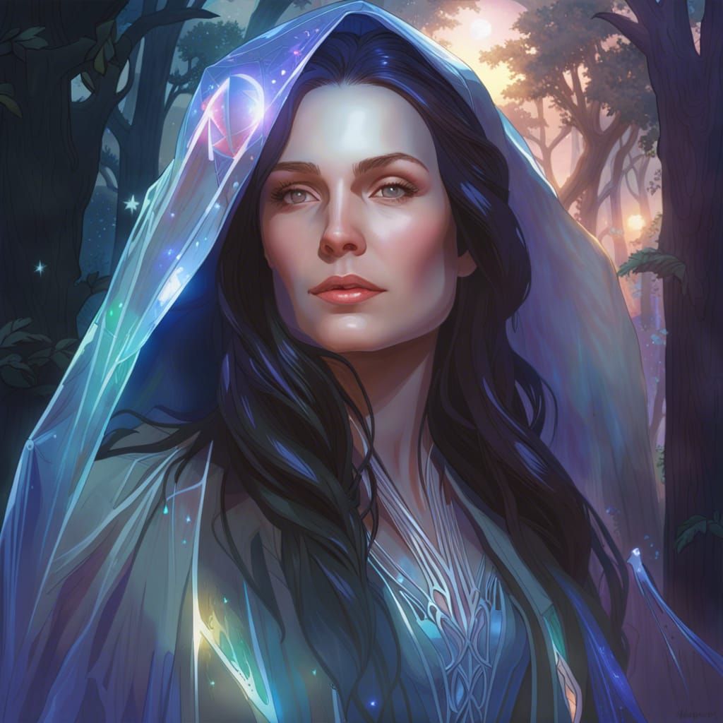 Iridescent Arwen Portrait Under Starry Sky
