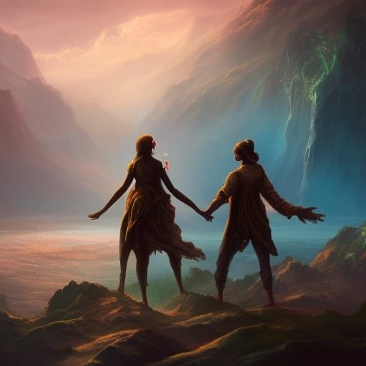 Compassionate Handclasp in Detailed Matte Painting