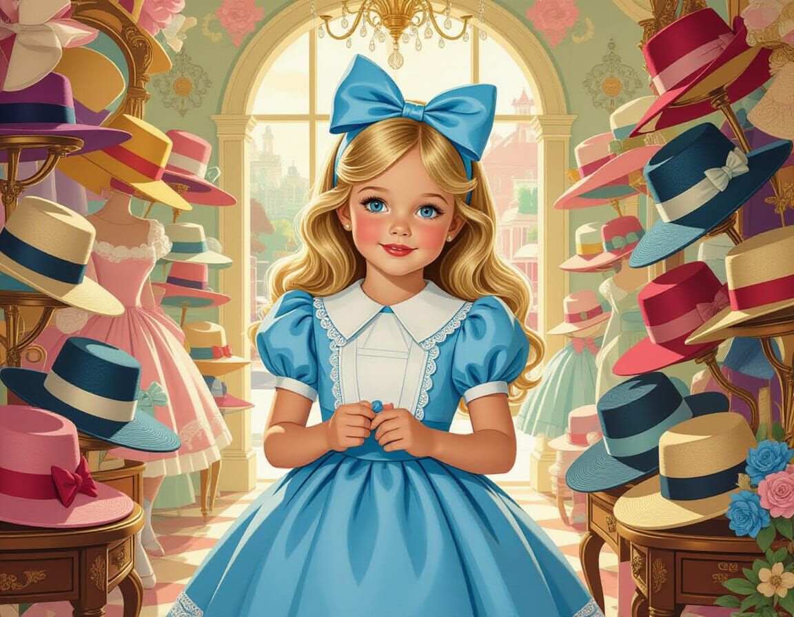 Alice in Wonderland in Vintage Boutique, Pin-Up Art