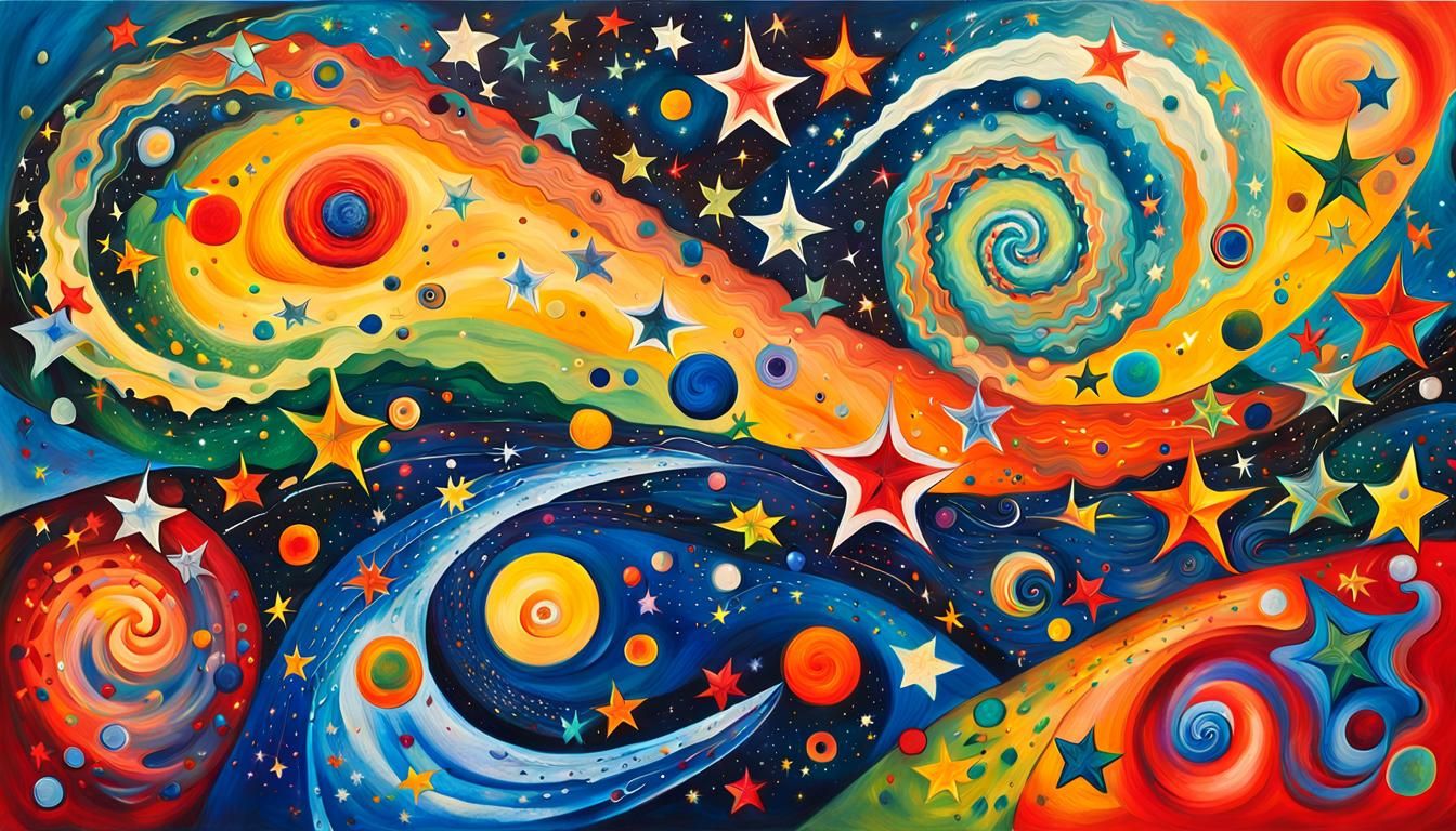 Iridescent Stars in Cosmic Energy Whirlpools: Abstract Expre...