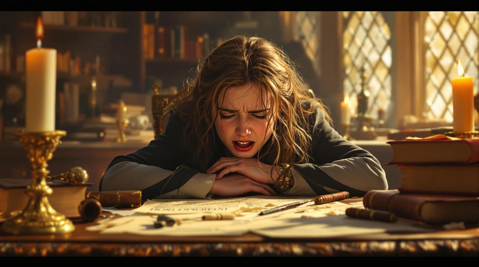 Hermione's Desperate Moment in Hogwarts