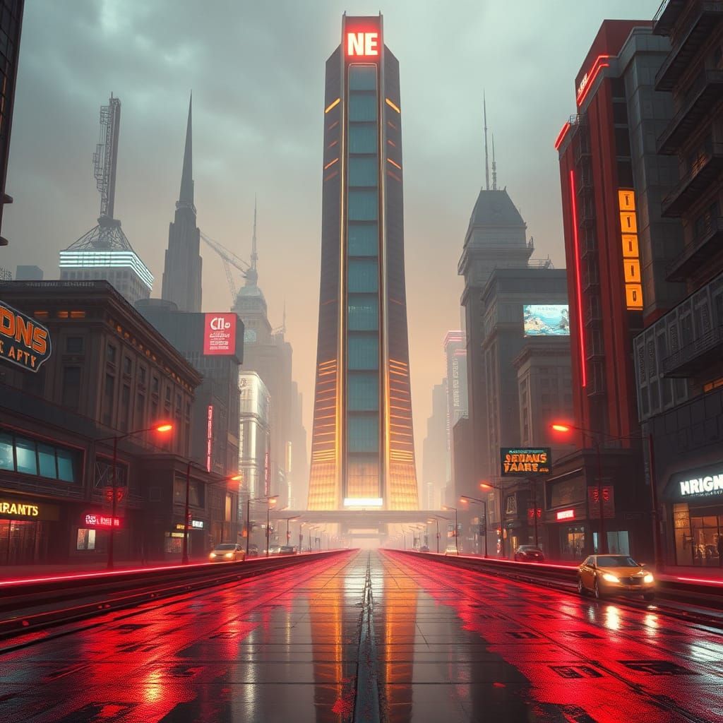 Retro-Futuristic Cityscape in Sci-Fi Style