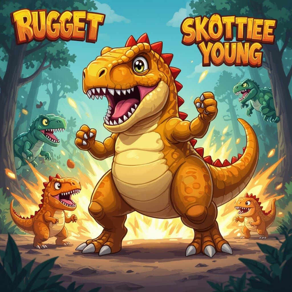 Dinosaur Nugget Arm Wrestling Cartoon