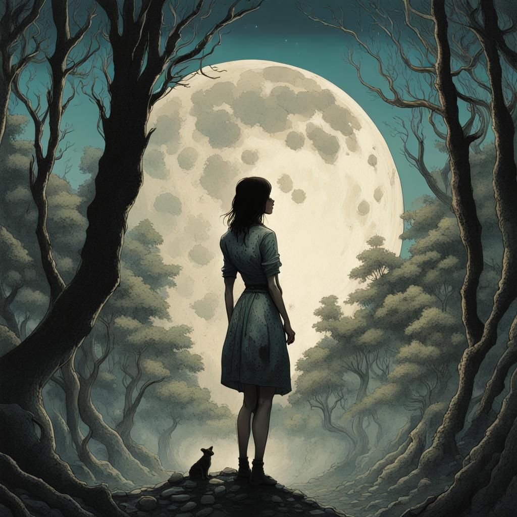 Woman and Moon: Otherworldly Metal Album Art