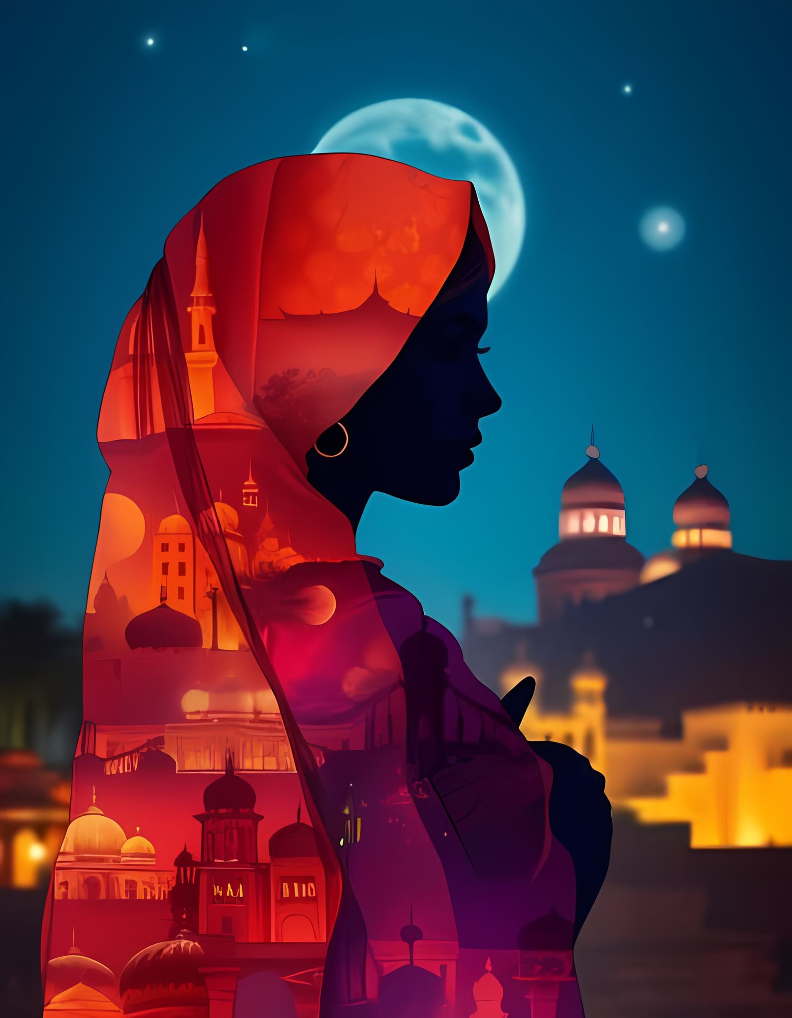 Arabian Woman Double exposure