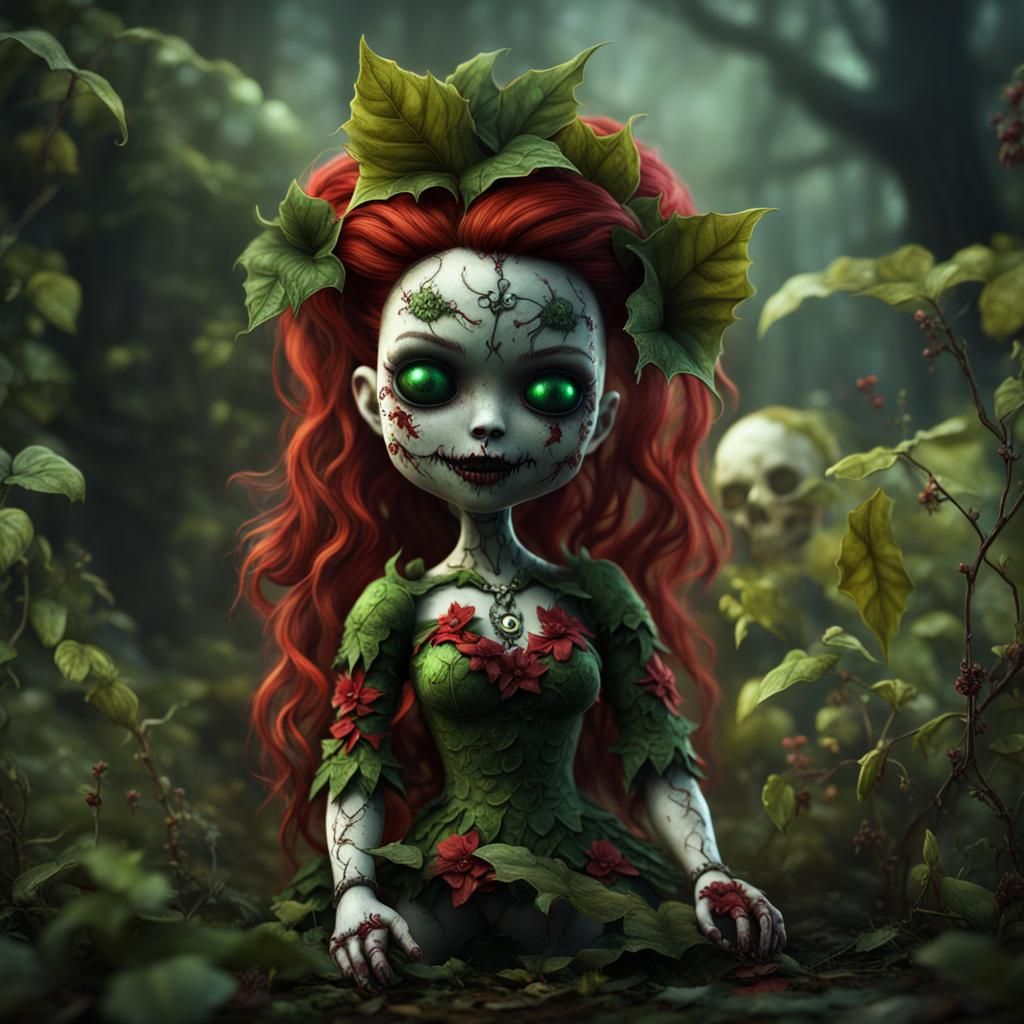 Poison Ivy Voodoo Doll in Detailed Matte Painting