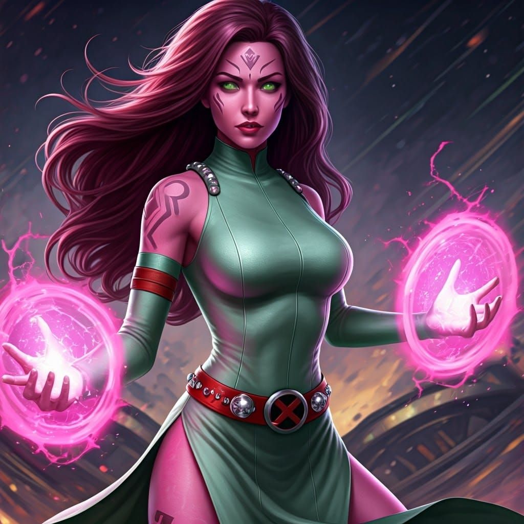 Hyperrealistic X-Men Member Blink in Vibrant Lunar Base Sett...