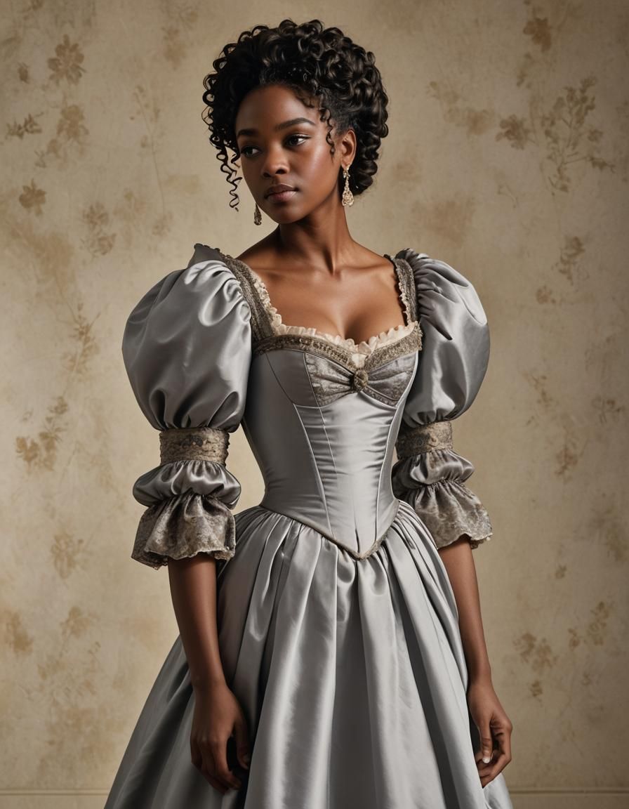 Regency-Era Black Girl in Silk and Satin Portrait