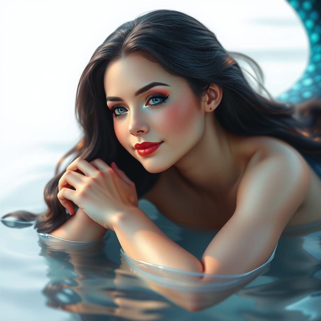 Serenely Glowing Mermaid in Iridescent Blues