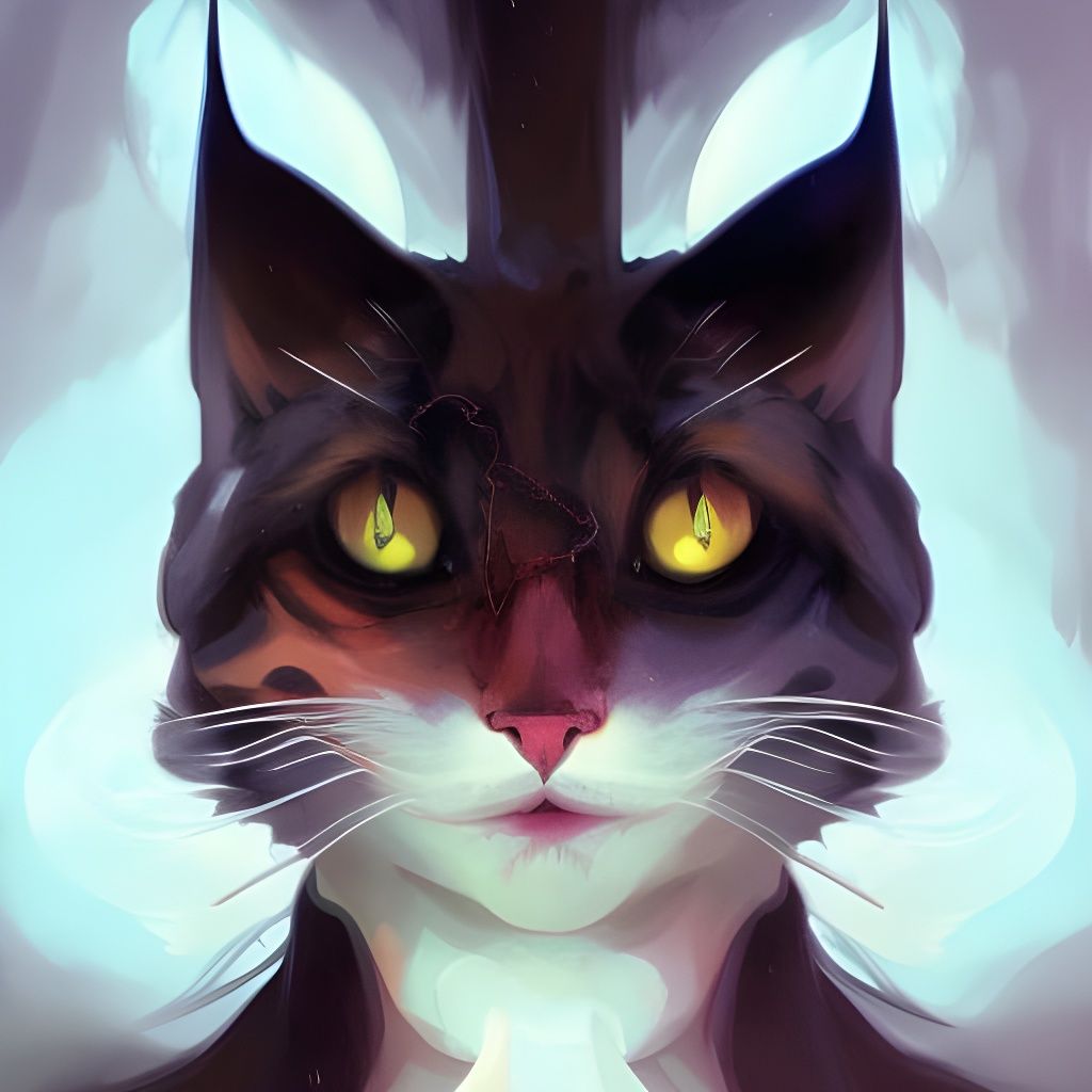 Hyperdetailed Cat Devil Portrait in Triadic Colors