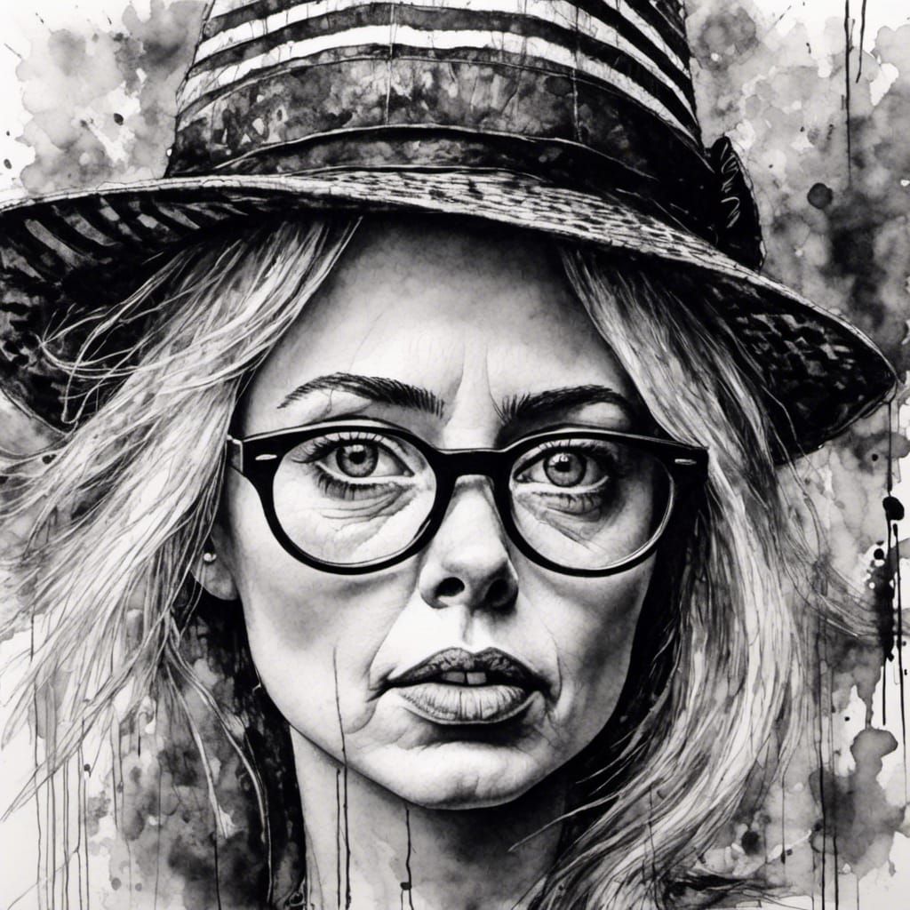 Noir Photograph of Woman with Zentangle Hair