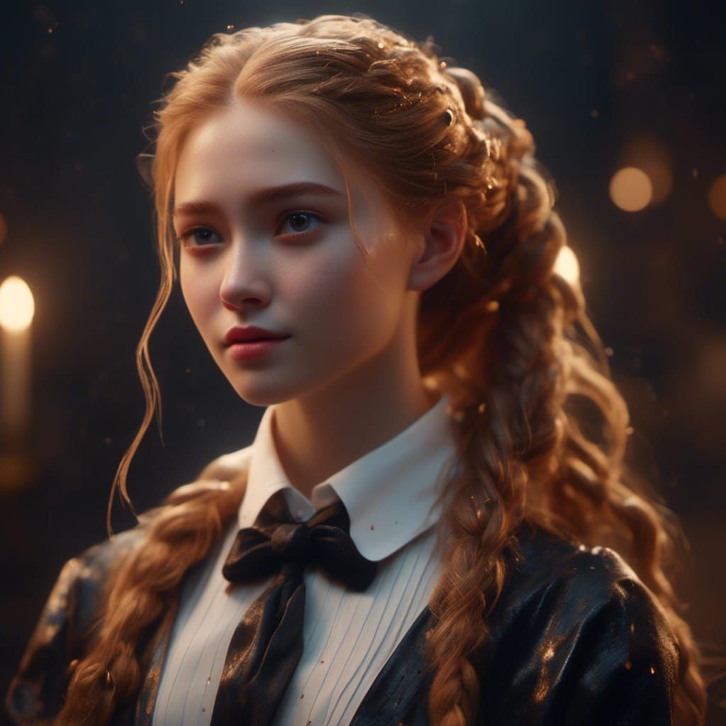Detailed Matte Painting of a Woman with Braided Hair