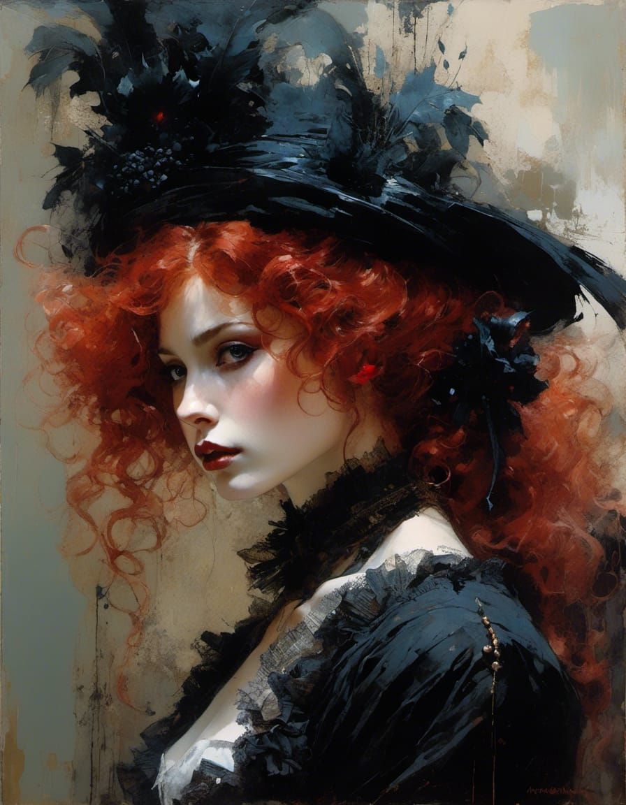 Victorian Vampire Portrait as Detailed Oil Painting