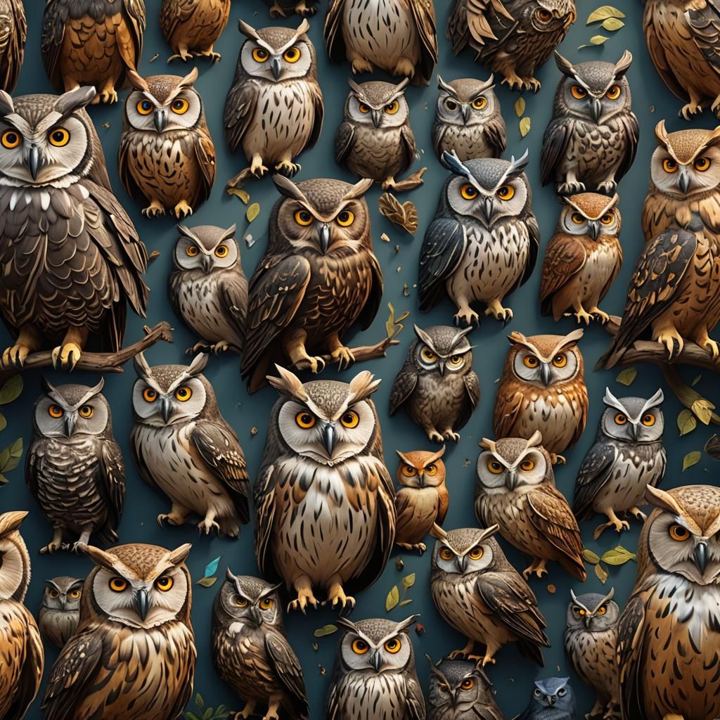 Owl Manager Explains Business to Animals, Digital Art