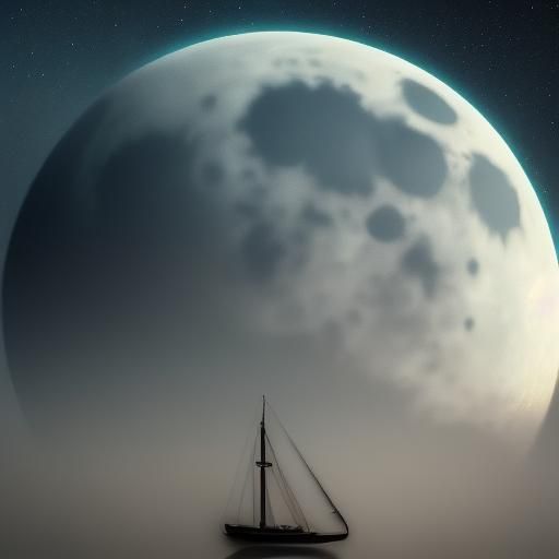 Aesthetic Moon Over Ocean: Epic Digital Painting