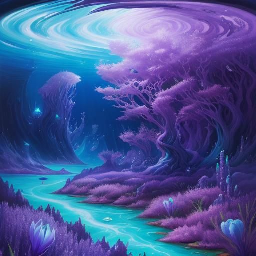 Cartoon Violet Dream in Fantastical Acrylic Style