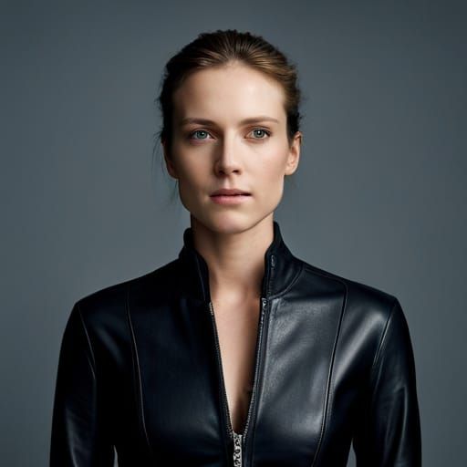 Woman in Leather Jumpsuit, Professional Portrait