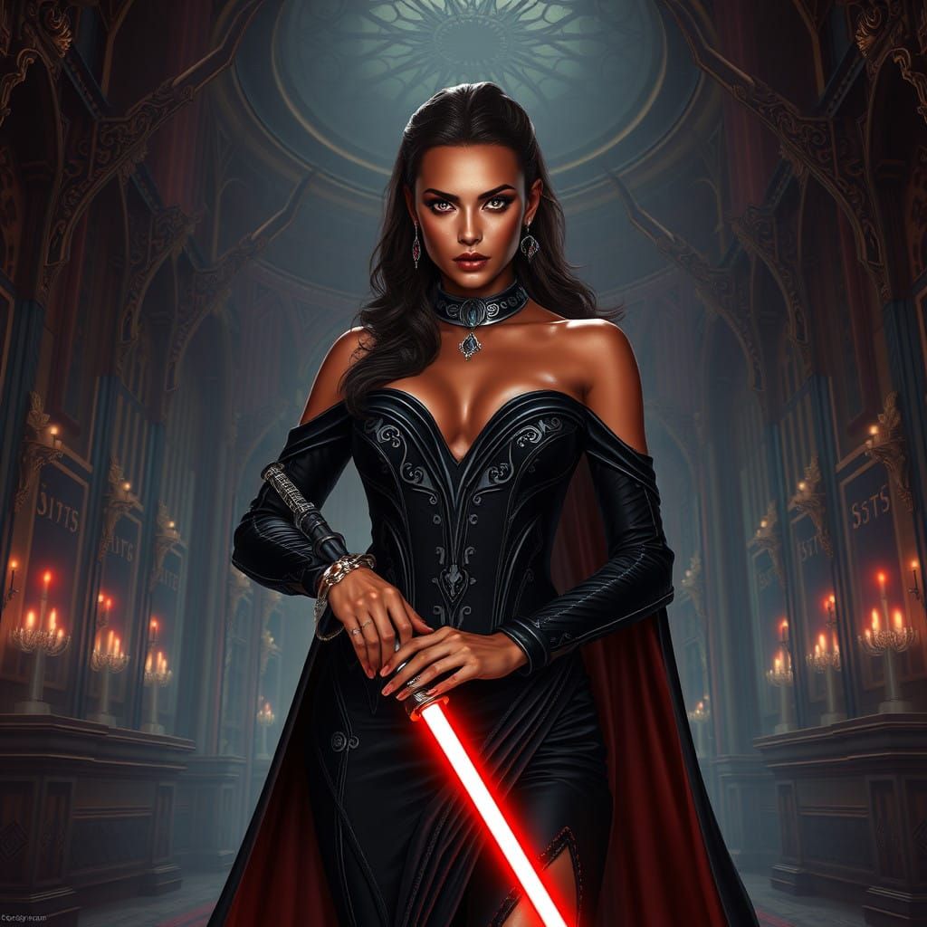 Elegant Sith Pureblood in Opulent Gothic Chamber