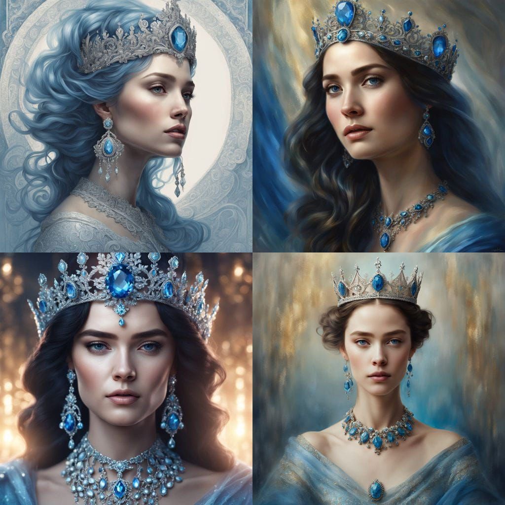 Ethereal Woman Portrait with Gemstone Crown