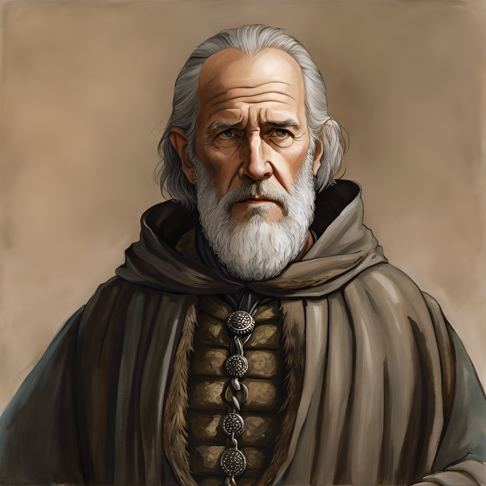 Grizzled Blacksmith in Ghibli-Style Watercolor