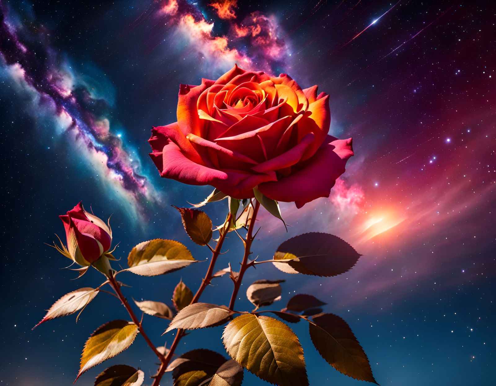 Fiery Rose Against the Milky Way