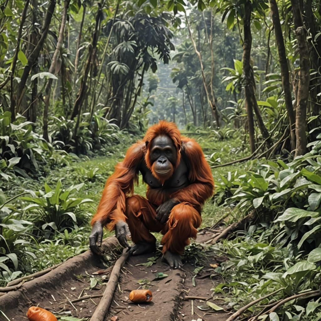 Surreal Man with Extraordinarily Long Intricate Beard